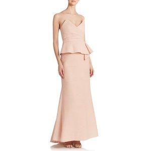 Gracie Strapless Peplum Gown, Bare Pink